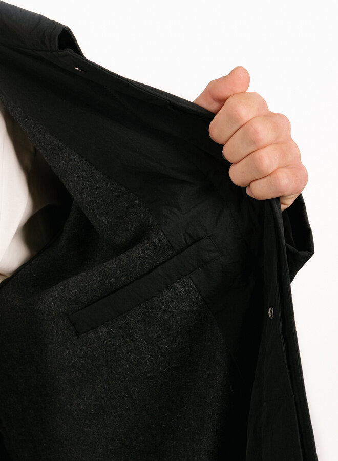 Nylon Padded Mac Zwart