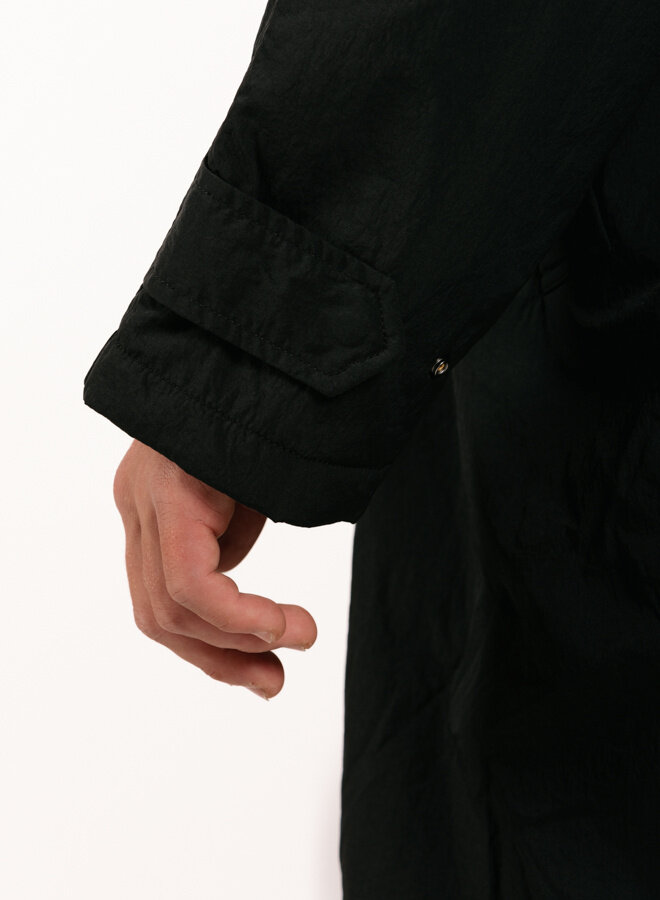 Nylon Padded Mac Zwart