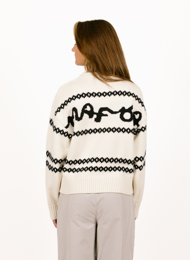 Olaf Hussein Signature Jacquard Crewneck Knit Off White Olaf Hussein Signature Jacquard Crewneck Knit Off White