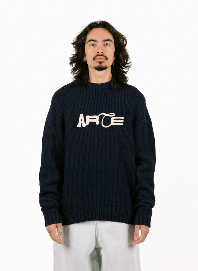 Arte Antwerp Logo Knit Sweater Navy SS25-046K - GRAIL
