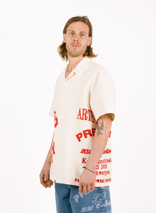 Tシャツ・カットソー Arte Antwerp SS25 RED PRINT BEIGE SHIRT (SS25 024S CREAM) Arte Antwerp Red Print Shirt Cream SS25-024S - GRAIL