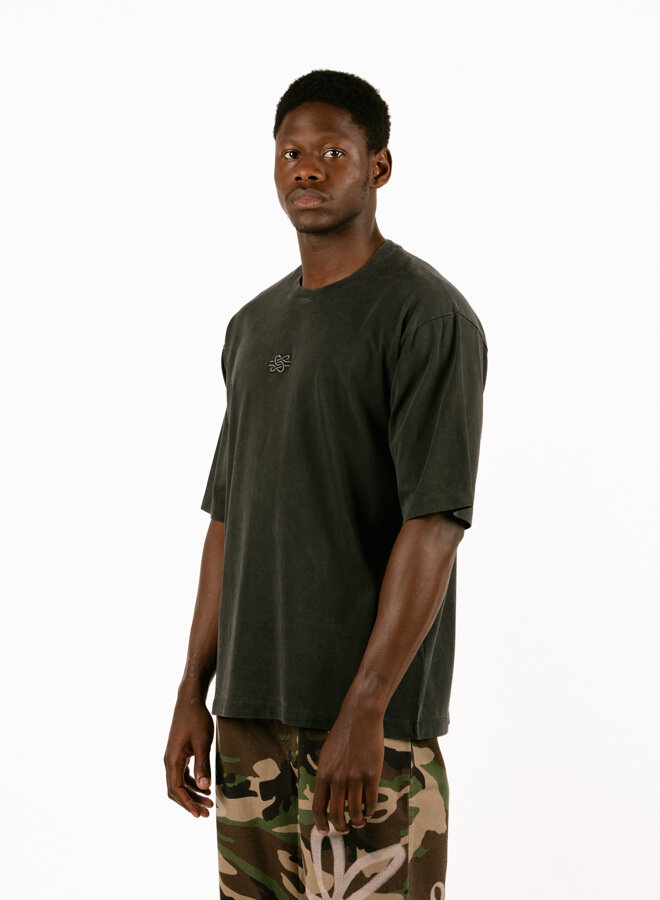 T-shirt Boxy Embroidered Vintage Black