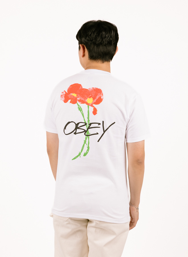 Obey Poppies Tee White - 165264123WHTS | Floral Graphic Tee