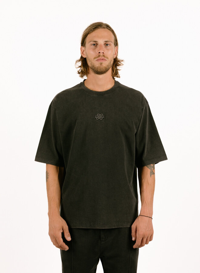 T-shirt Boxy Embroidered Vintage Black