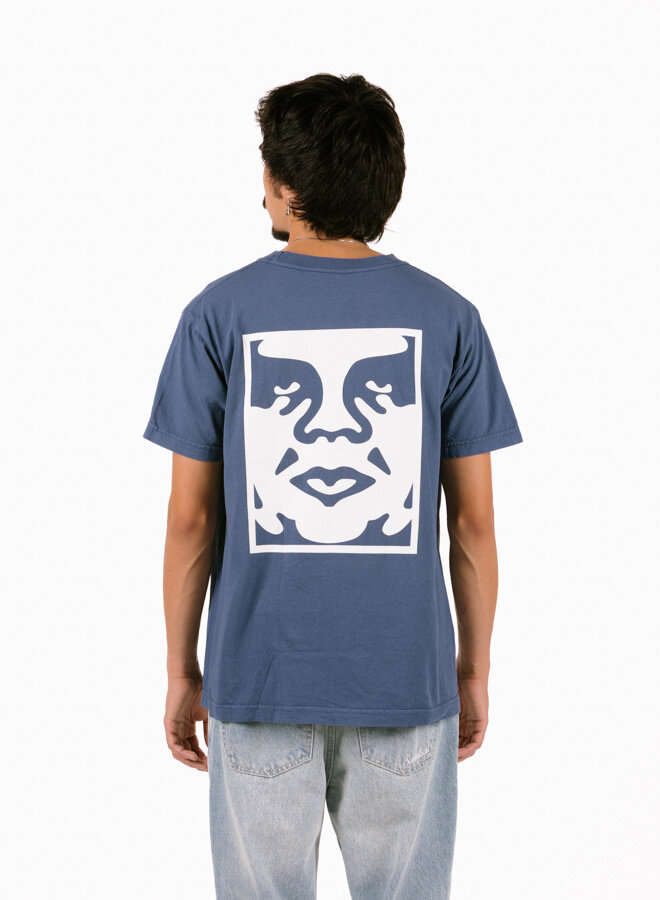 Obey Bold Icon Face Pigment T-Shirt Dark Denim