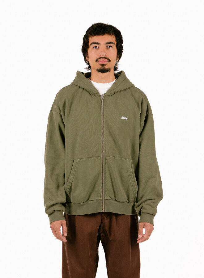 Obey Lowercase Pigment Zip Hood Deep Lichen Green