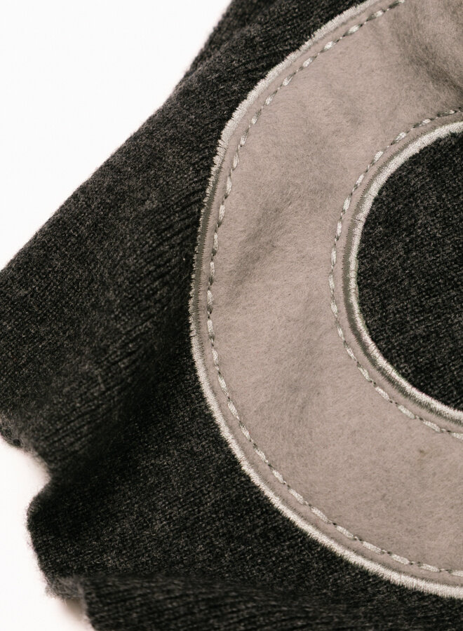 Retro Applique Scarf Charcoal