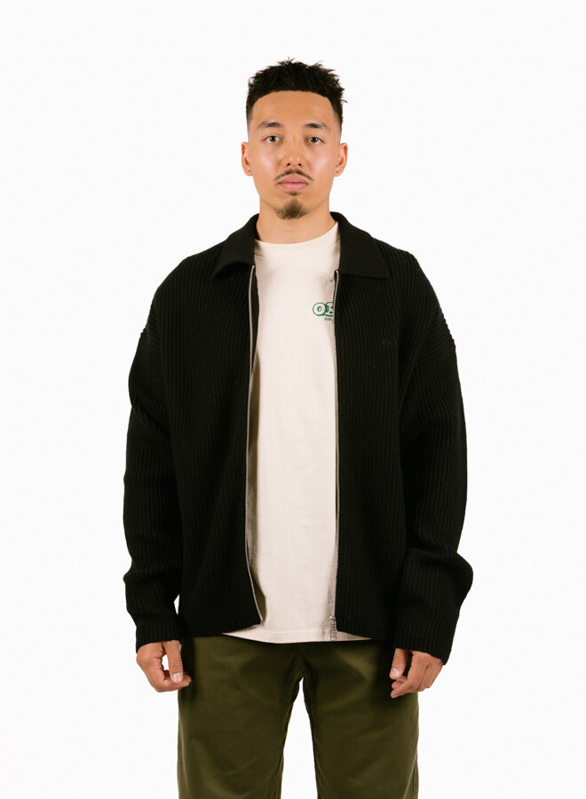 Knitted Zip Cardigan Black