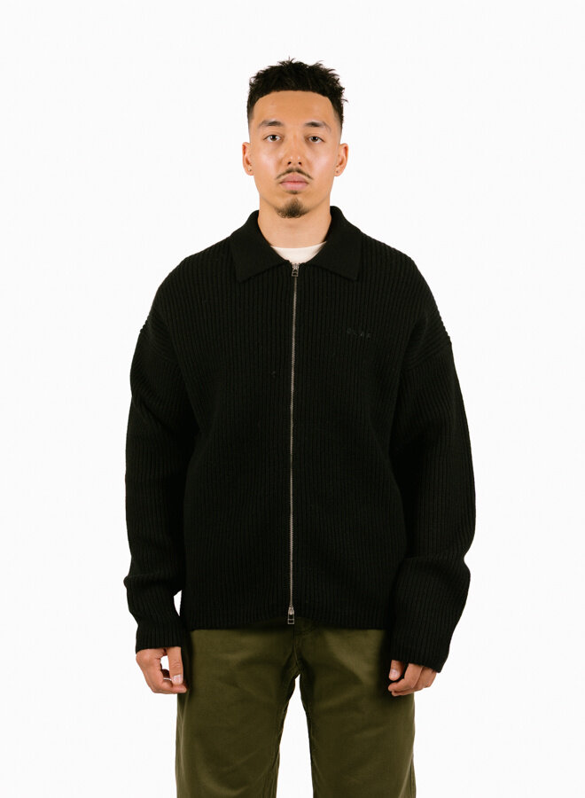 Knitted Zip Cardigan Black