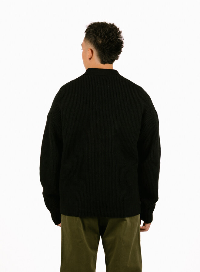 Knitted Zip Cardigan Black