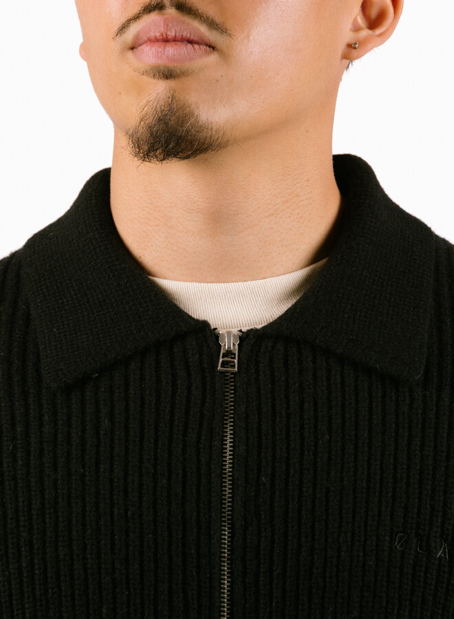 Knitted Zip Cardigan Black