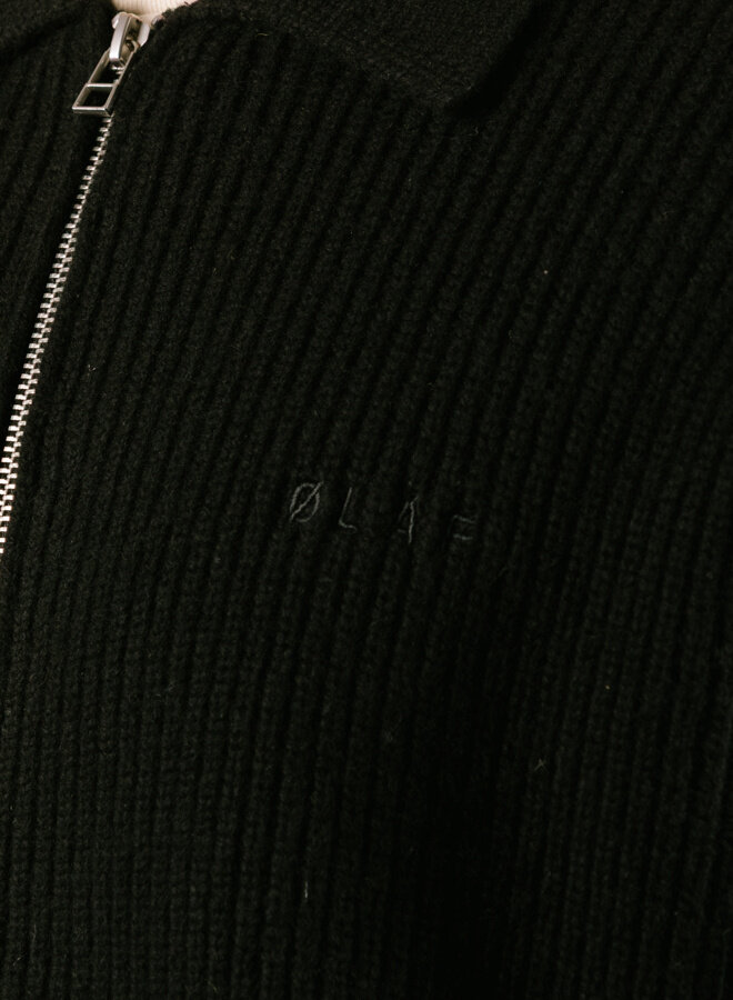 Knitted Zip Cardigan Black