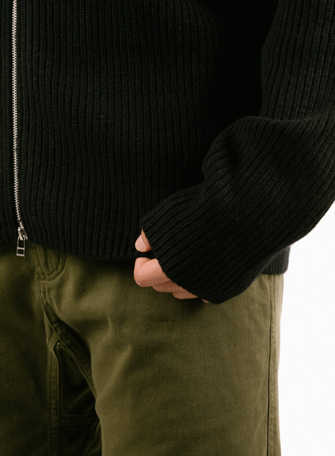 Knitted Zip Cardigan Black