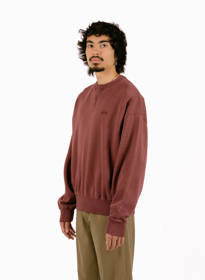 Washed Signature Boxy Crewneck Rum Raisin