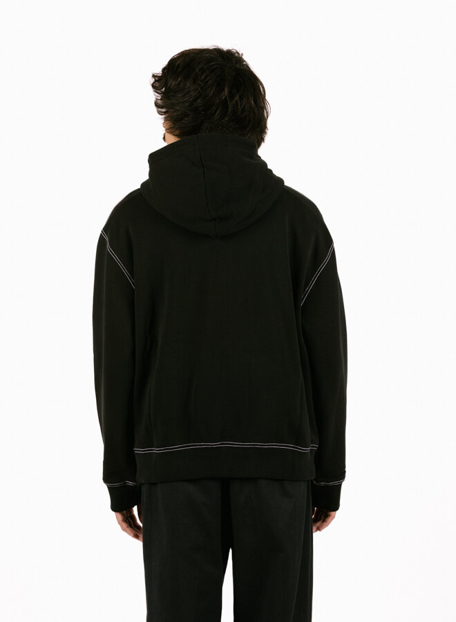 Contrast Signature Zip Hoodie Black
