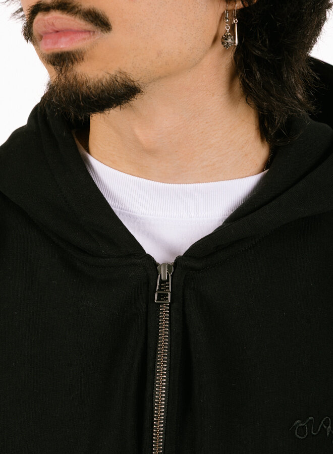Contrast Signature Zip Hoodie Black