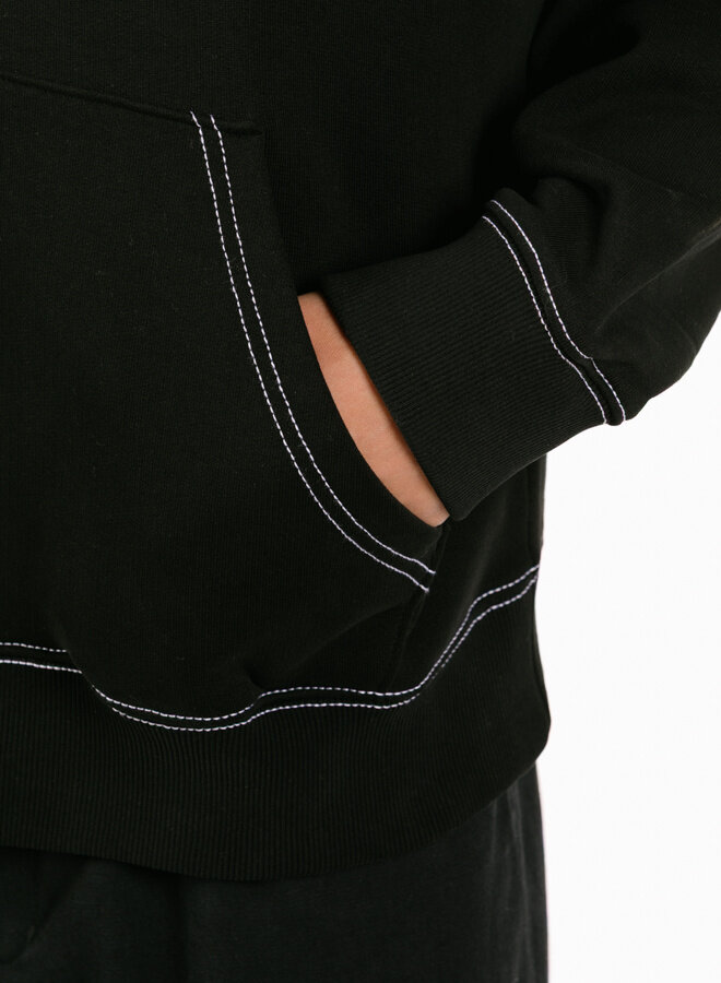 Contrast Signature Zip Hoodie Black
