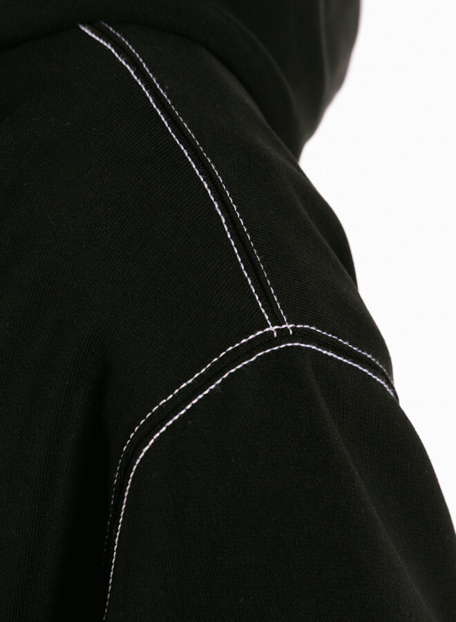 Contrast Signature Zip Hoodie Black