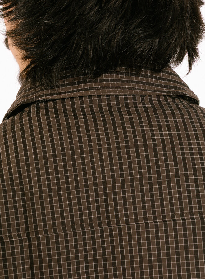 Checked Padded Coach Jacket Hot Fudge