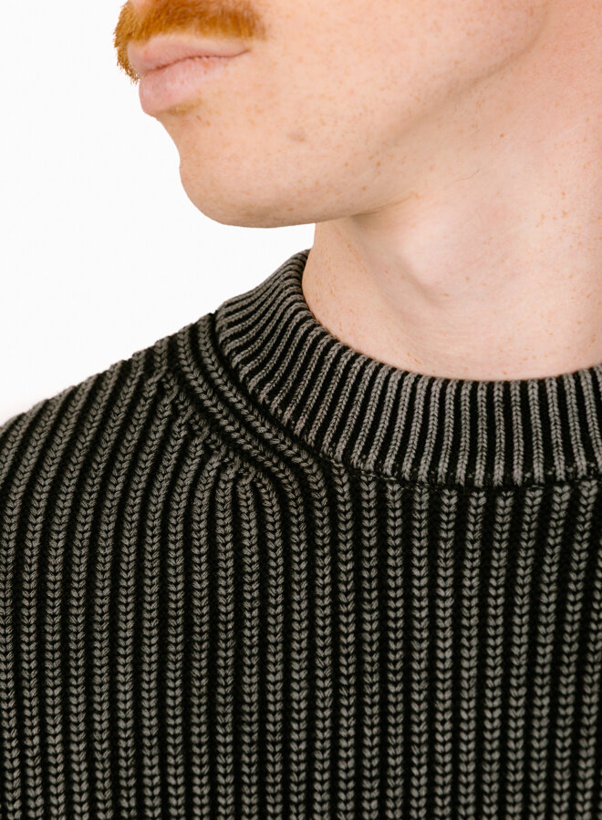 Fisherman Rib Knit Sweater Black