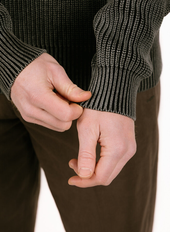 Fisherman Rib Knit Sweater Black