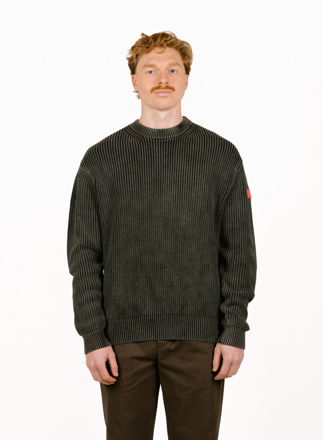 Fisherman Rib Knit Sweater Black