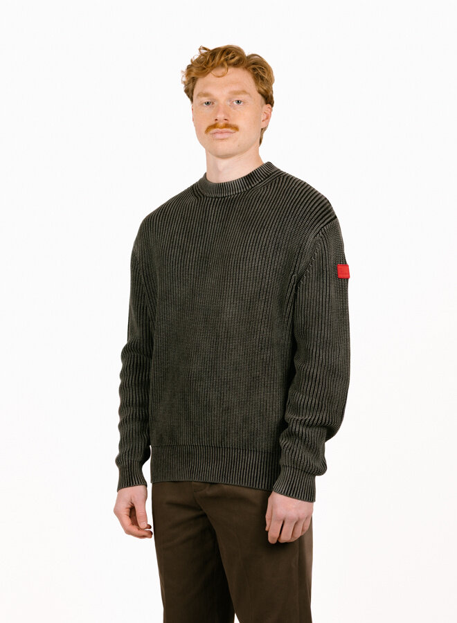 Fisherman Rib Knit Sweater Black