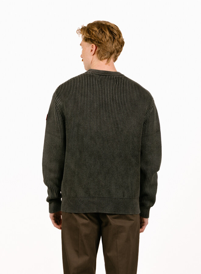 Fisherman Rib Knit Sweater Black