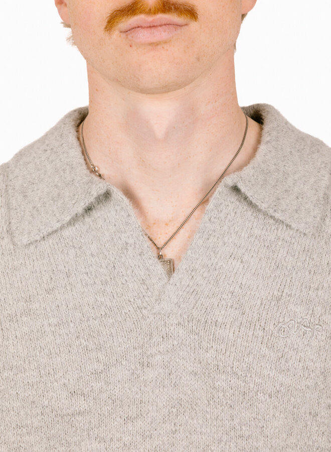 Signature Knitted Polo Heather Grey