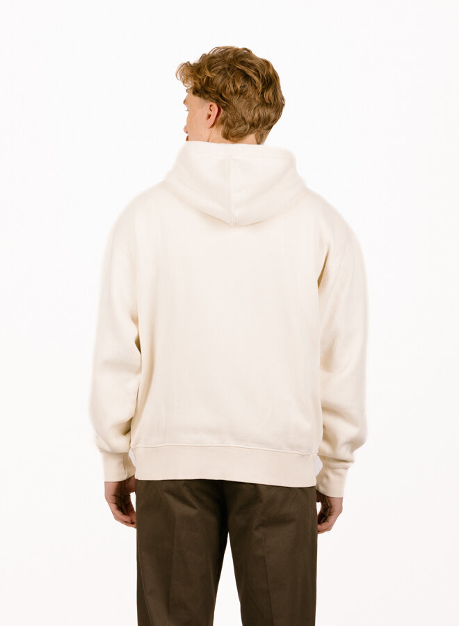 Logo Zip Hoodie Ecru / White