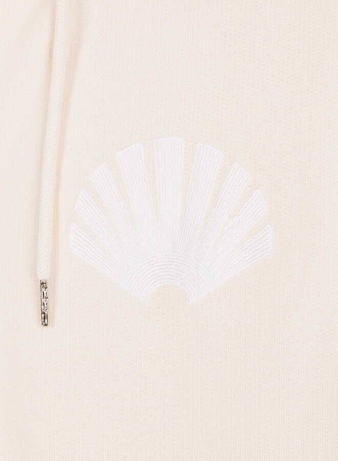 Logo Zip Hoodie Ecru / White