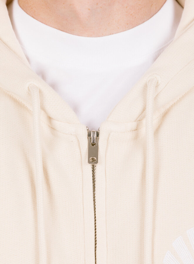 Logo Zip Hoodie Ecru / White