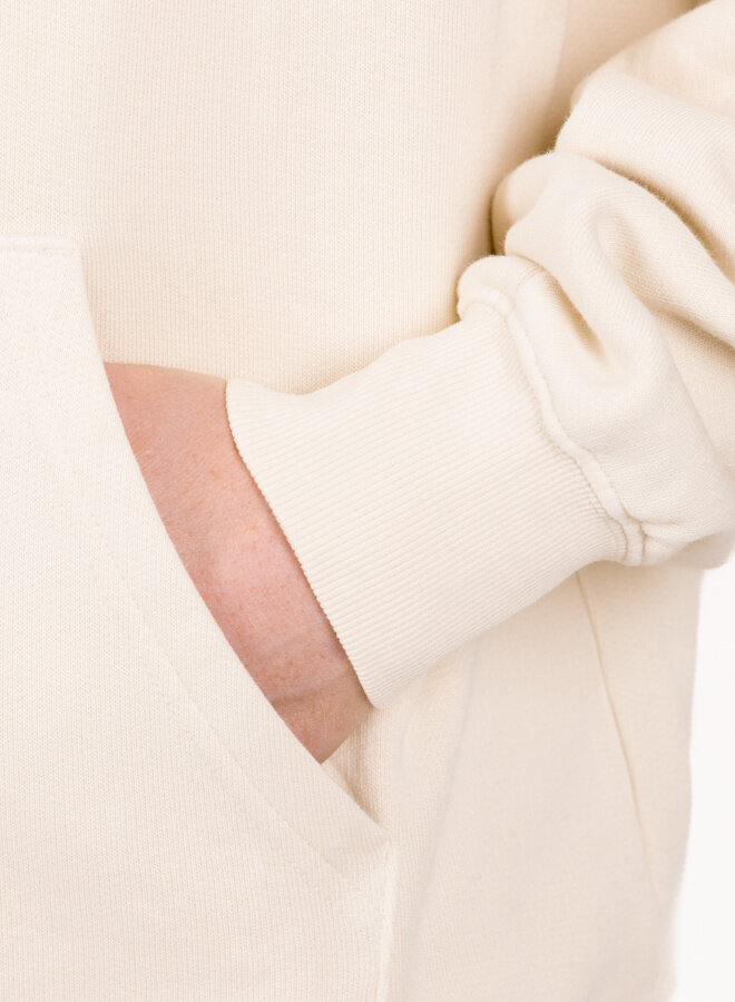 Logo Zip Hoodie Ecru / White