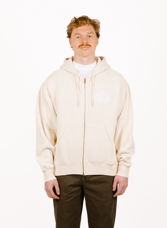 Logo Zip Hoodie Ecru / White