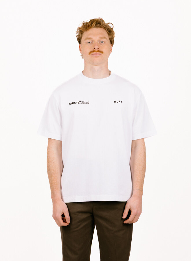 Script Friends Boxy Tee Optical White