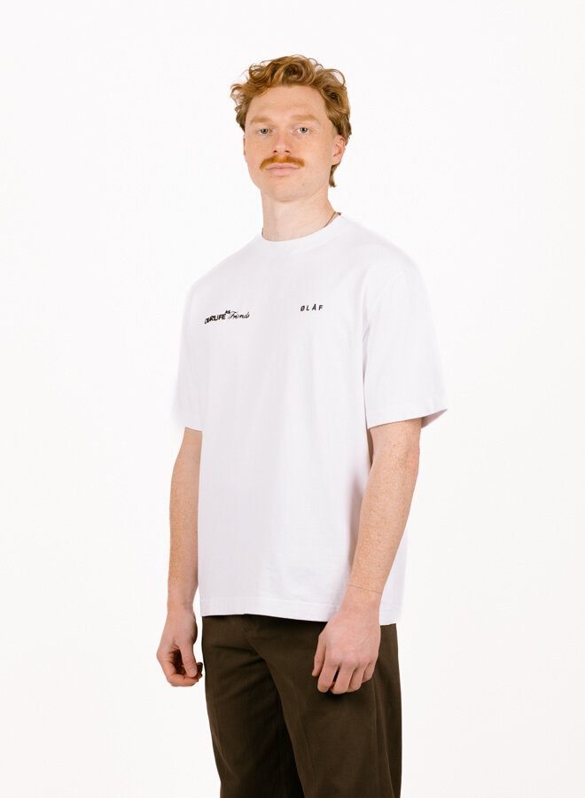 Script Friends Boxy Tee Optical White