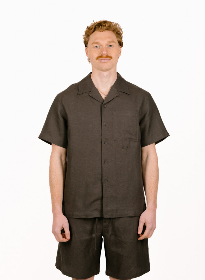 Linen Blend SS Shirt Charcoal