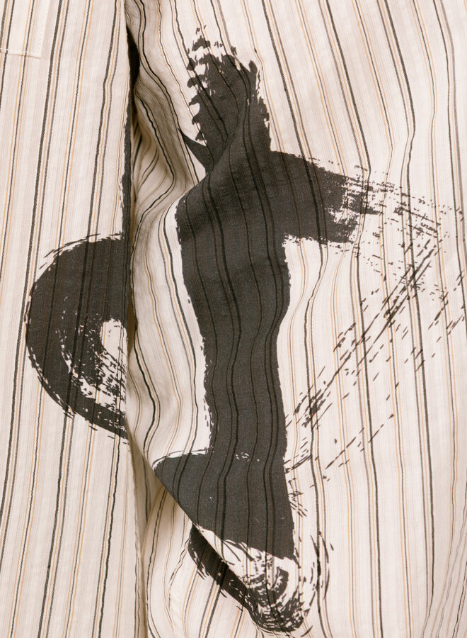 Brushstroke Logo Stripe Ls Shirt Charcoal / White