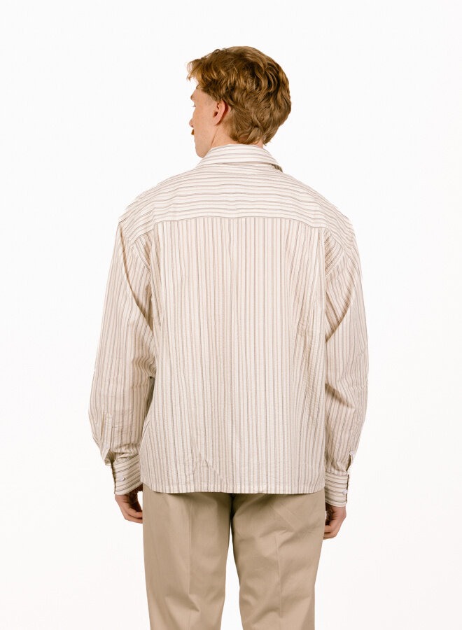 Brushstroke Logo Stripe LS Shirt Charcoal / White