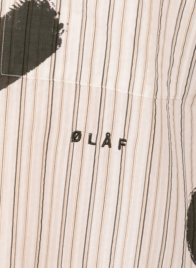 Brushstroke Logo Stripe LS Shirt Charcoal / White