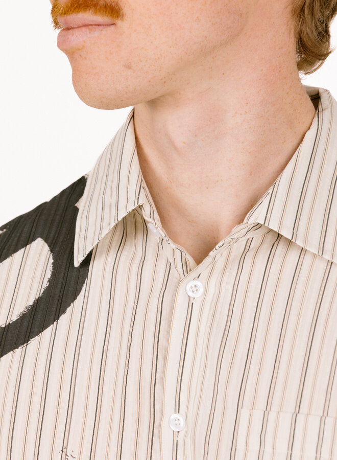 Brushstroke Logo Stripe Ls Shirt Charcoal / White