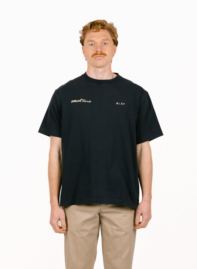 Script Friends Boxy Tee Navy