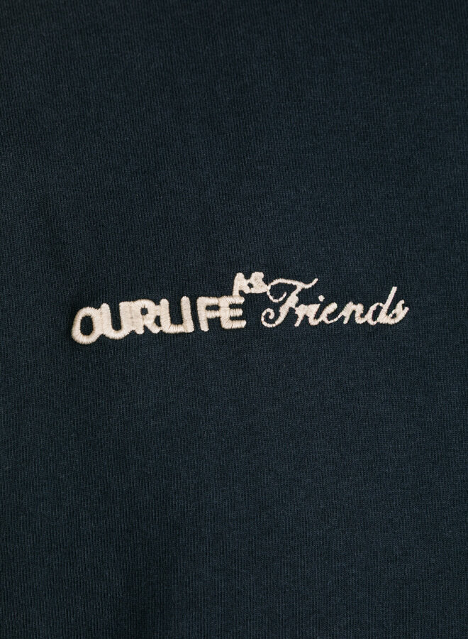 Script Friends Boxy Tee Navy