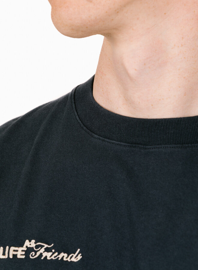 Script Friends Boxy Tee Navy