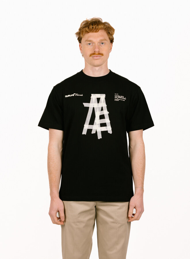 Taped Ladder SS Tee Black