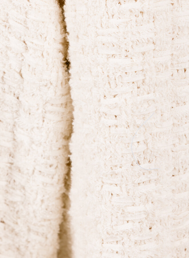 Textured Boxy Knitted Crewneck Off White