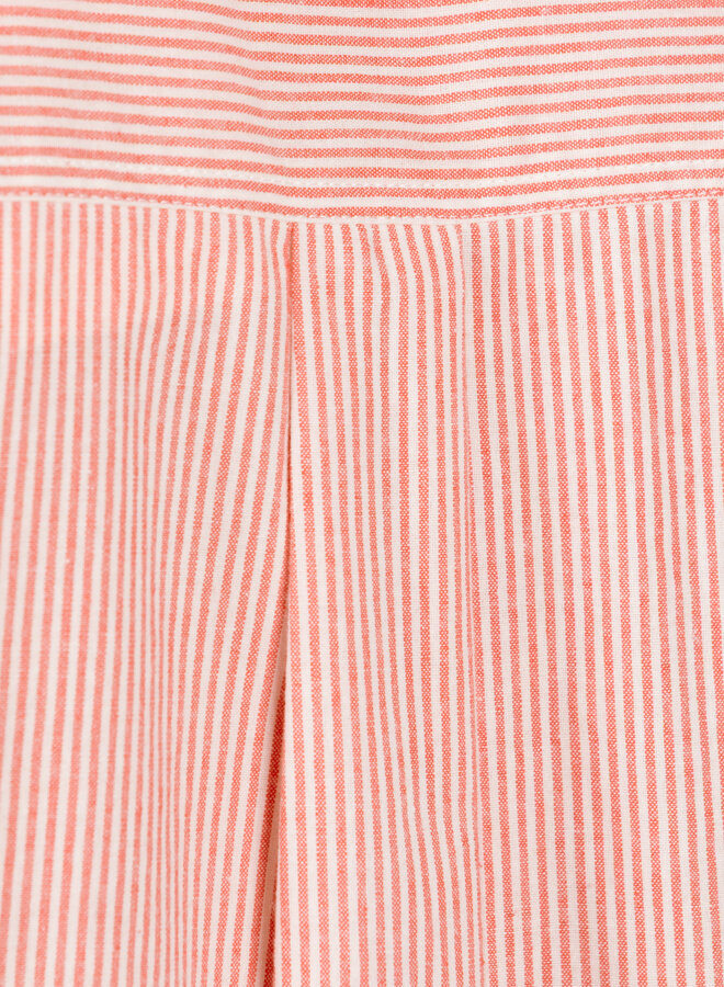Oversized Stripe Oxford Shirt Burnt Coral