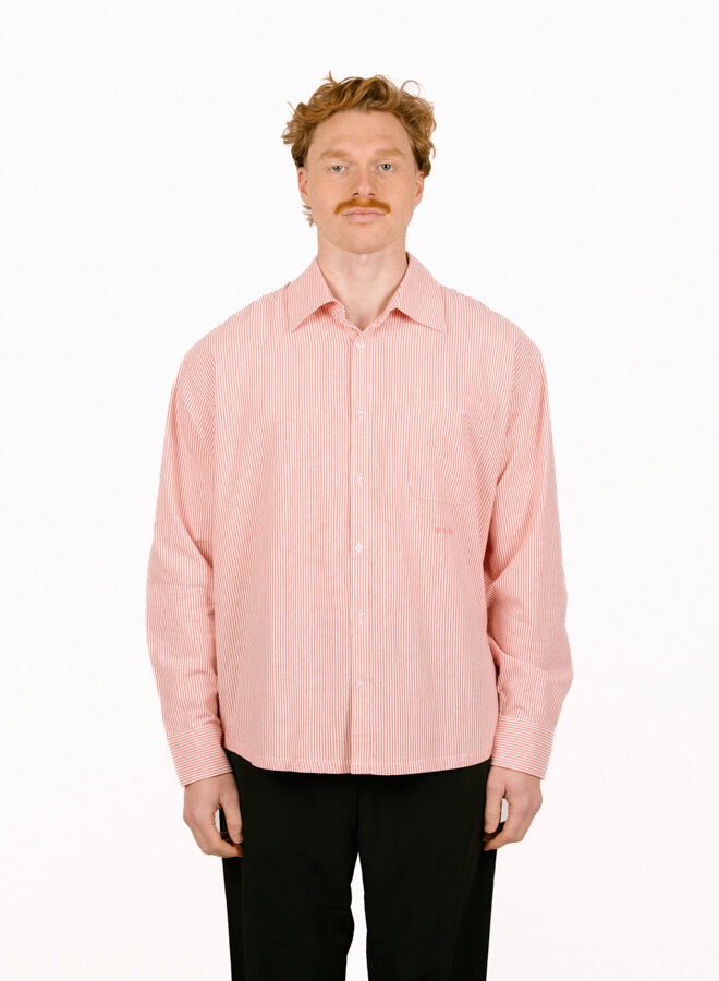 Oversized Stripe Oxford Shirt Burnt Coral