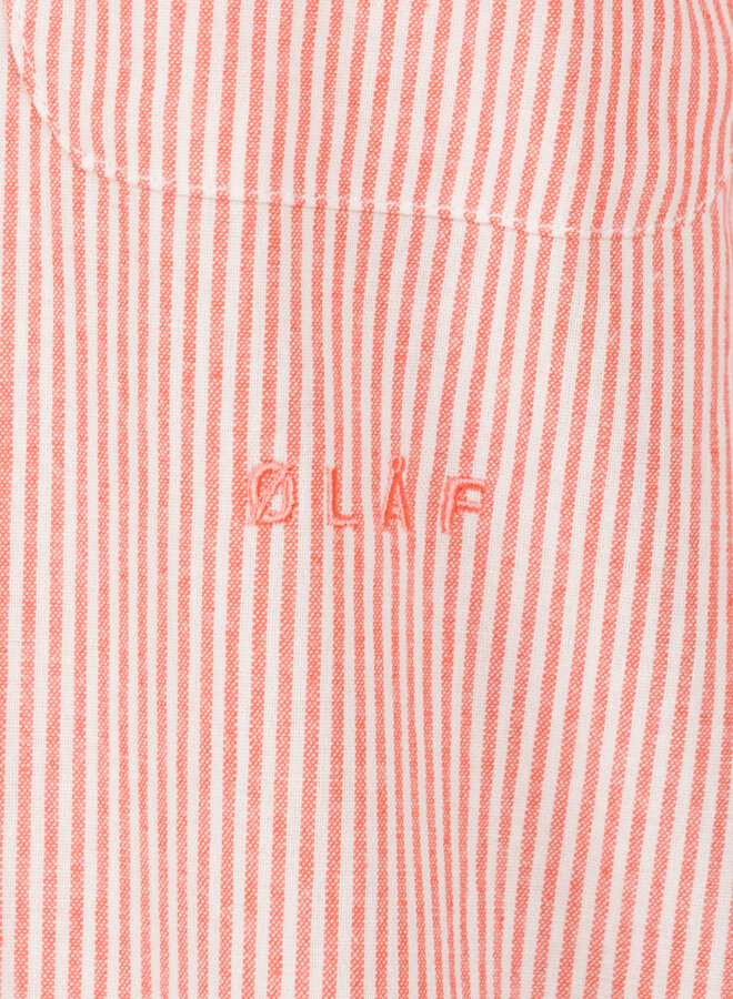 Oversized Stripe Oxford Shirt Burnt Coral