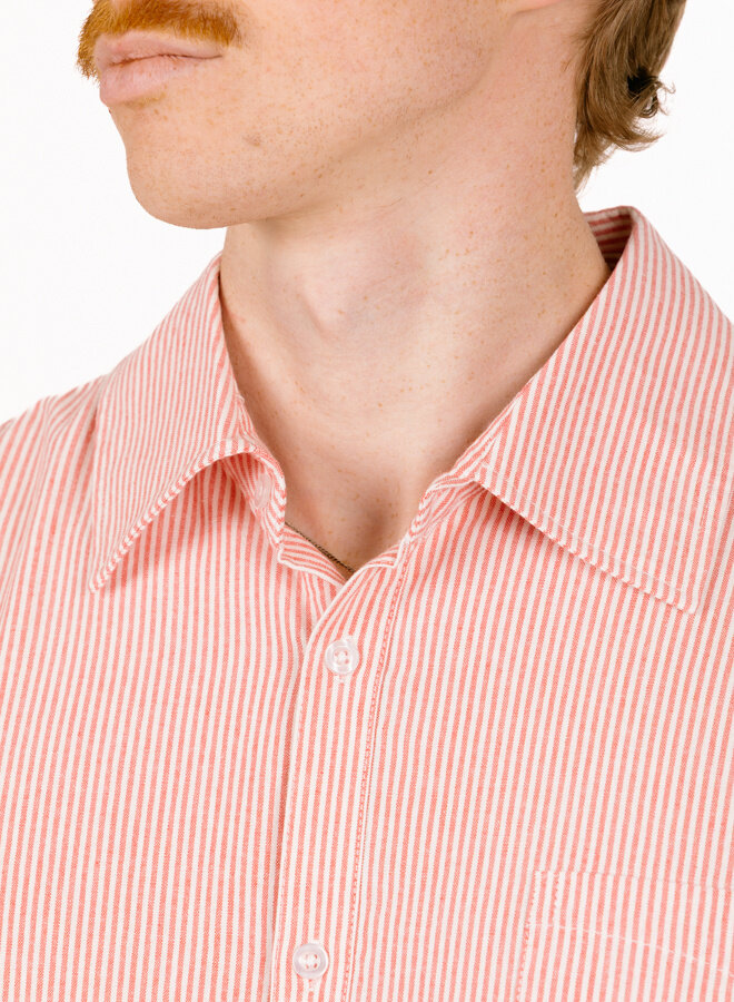 Oversized Stripe Oxford Shirt Burnt Coral